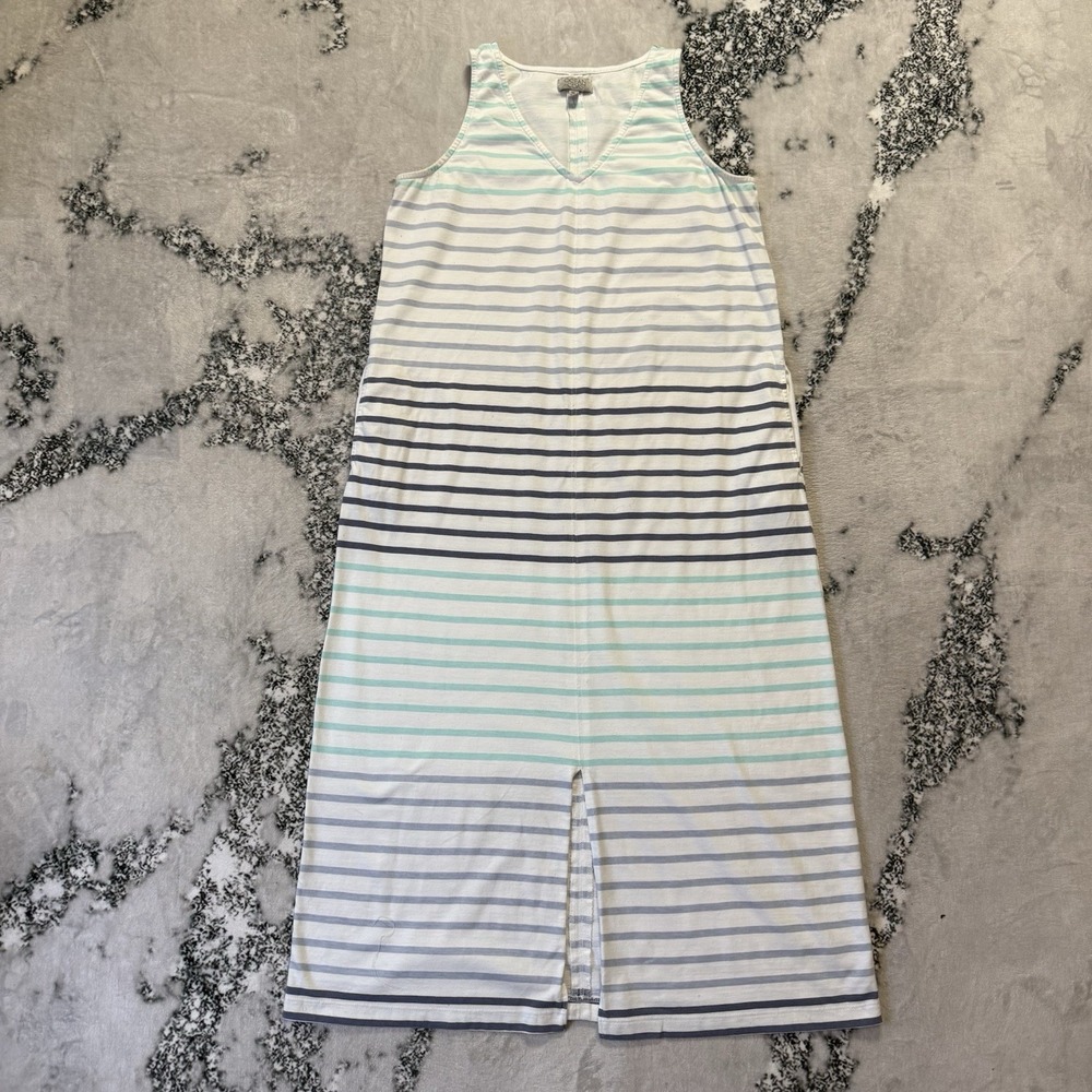 Ocean Coast Dress Womens‎ Size XL Multicolor Striped Maxi Tank Cotton Blend Slit